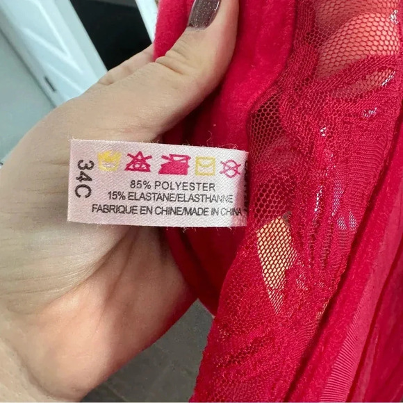 Y2K Elegant Red Lace Bustier Lace Up Glam Cottagecore 34C - Picture 9 of 9